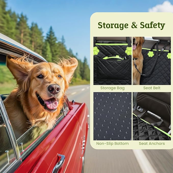 2-in-1 Dog Car Seat Cover for Back Seat, Transform to Passenger Mode - Dog Car Seat, Waterproof, Scratch-resistant, Support to 330lbs, for Outdoor Activities, Travel, to the Vet, for Cars/SUV/Truck