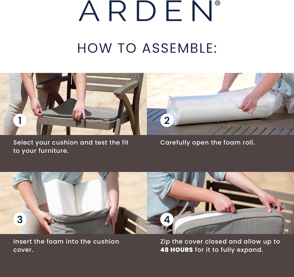 Arden Foam Outdoor Dining Chair Cushion, 20 x 20, Made with ProFoam, Rain-Proof, Fade Resistant, Sapphire Blue Leala