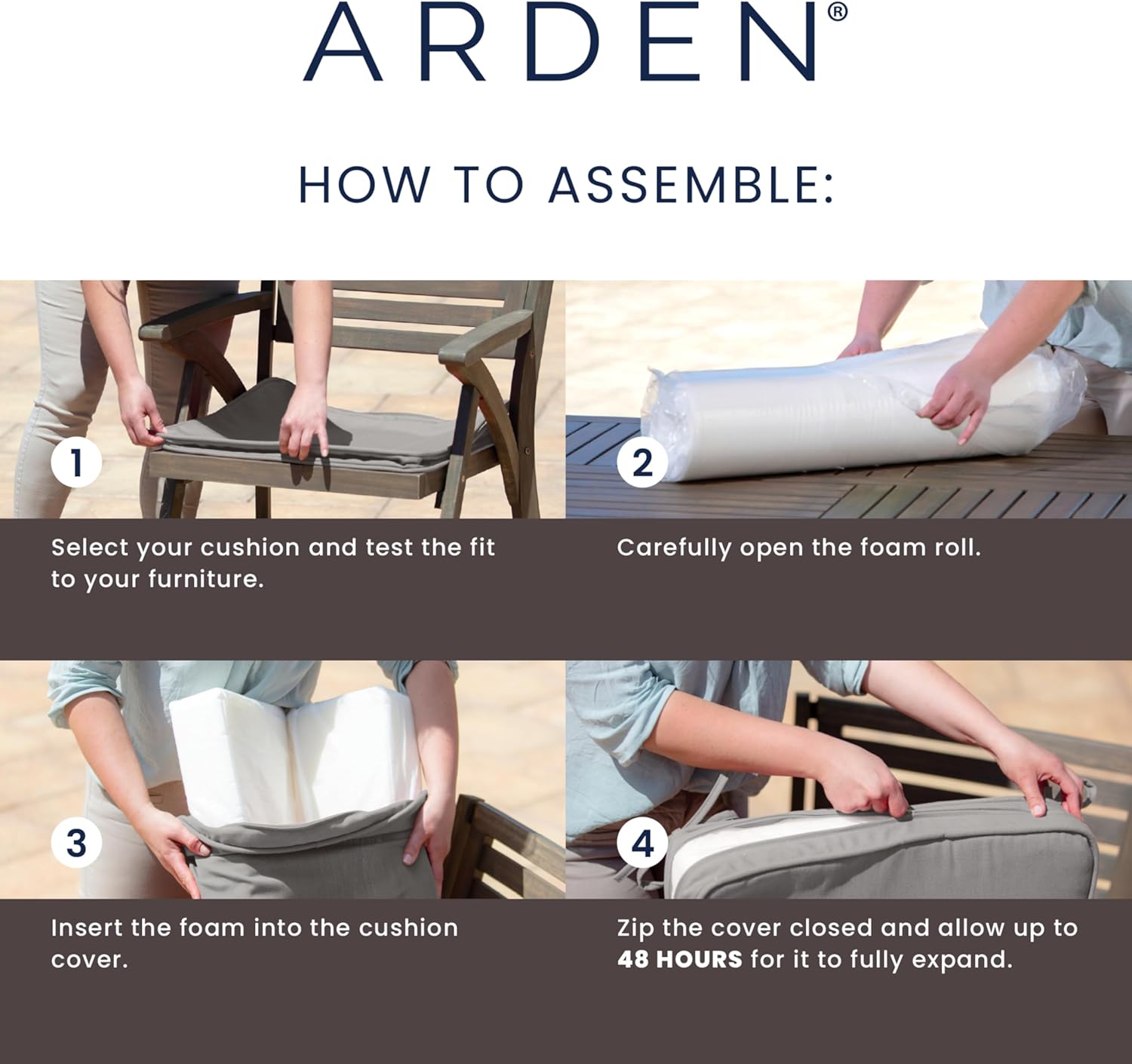 Arden Foam Outdoor Dining Chair Cushion, 20 x 20, Made with ProFoam, Rain-Proof, Fade Resistant, Clark Blue