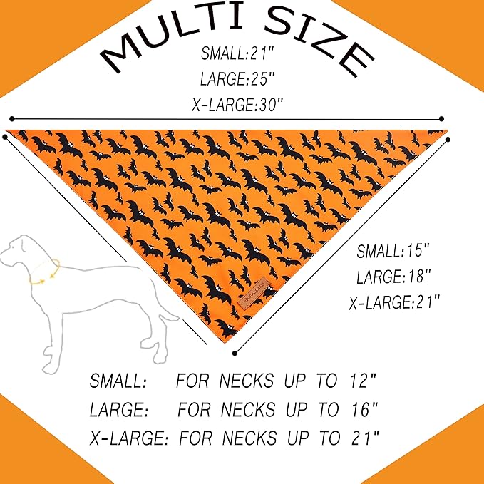 Realeaf Halloween Dog Bandanas 2 Pack - Pumpkin Fall Scarf for Boys and Girls, Premium Durable Fabric, Orange Holiday Accessory for Large and Extra Large Dogs (X-Large)
