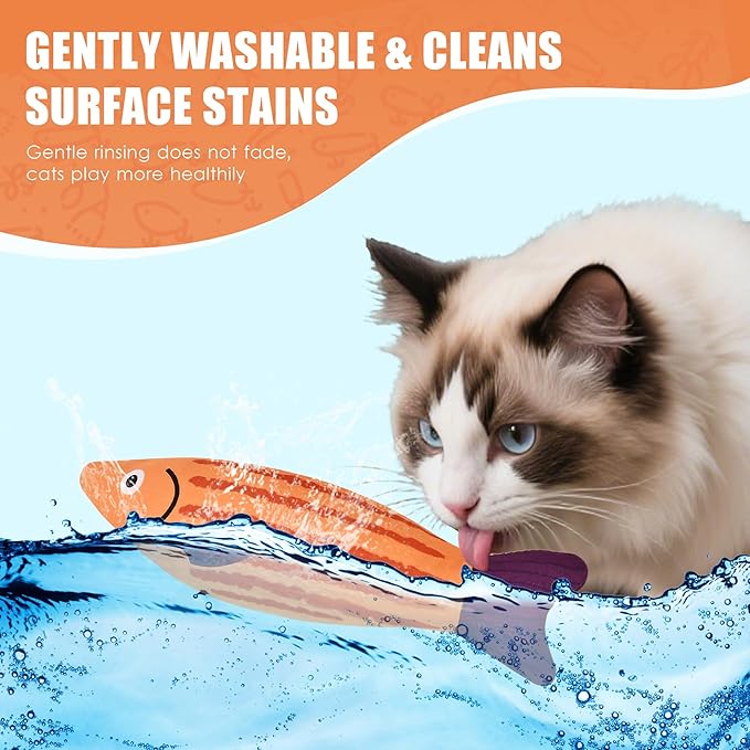 Cat Toys, Catnip Toys for Cats, Soft and Durable with Rattle Sound, Interactive Kitten Toys for Indoor Cats, Cat Chew Toy for All Breeds (4Pack, Sardine)