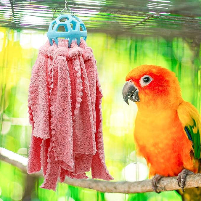Bird Chewing Toys, Hanging Parrot Shredding Cotton Toys, Bird Cage Accessories, Suitable for Small to Large Birds Cockatiel Parakeets Lovebirds Conure Macaws African Grey Amazon Parrots