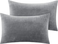 BEDELITE Flannel King Size Pillow Cases Set of 2, Super Soft Fleece Pillowcases with Zipper for Bedroom, Sofa, Couch,Luxury Cozy Fuzzy Velvet Pillow Shams for All Seasons(20x36 Inches,Gray)