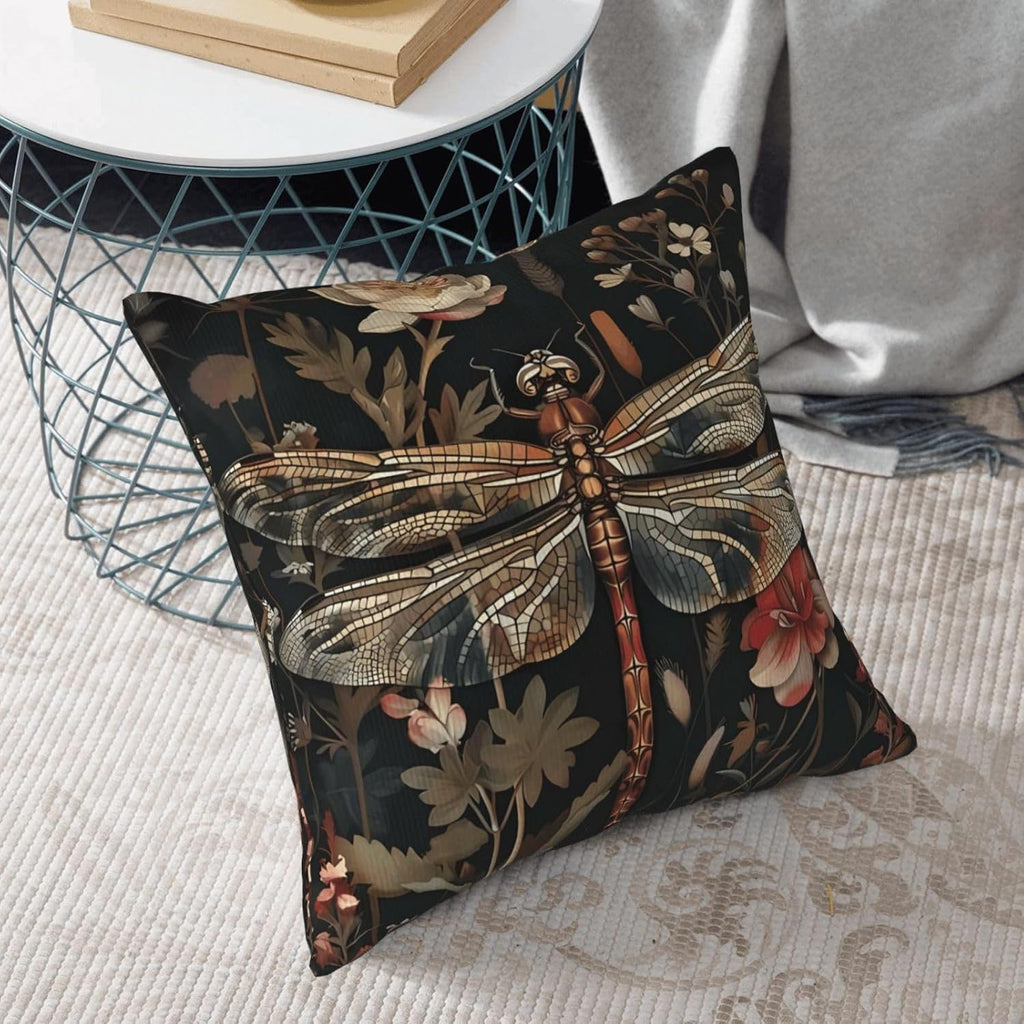 William Morris Abstract Vintage Floral Dragonfly Design 18x18 inches Throw Pillow Covers Square Pillowcases Decor for Bed Couch Sofa Living Room Cushion Covers