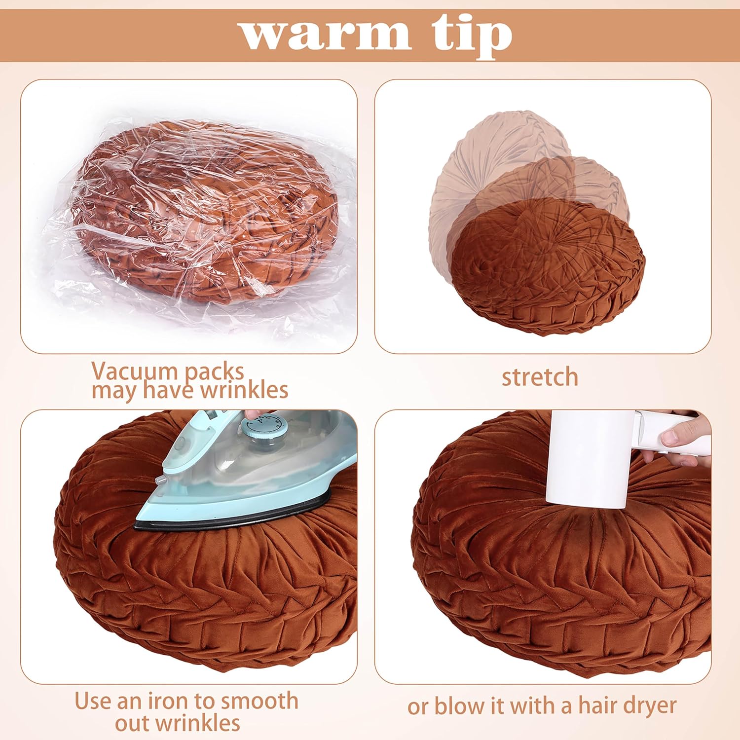 Yerliker 6 Pcs Floor Pillow Cushions 15inch Round Velvet Throw Pillows Colorful Flexible Cushions Alternative Pillows for Couch Chair Living Room Bedroom Home Office Decor(Fall Color)