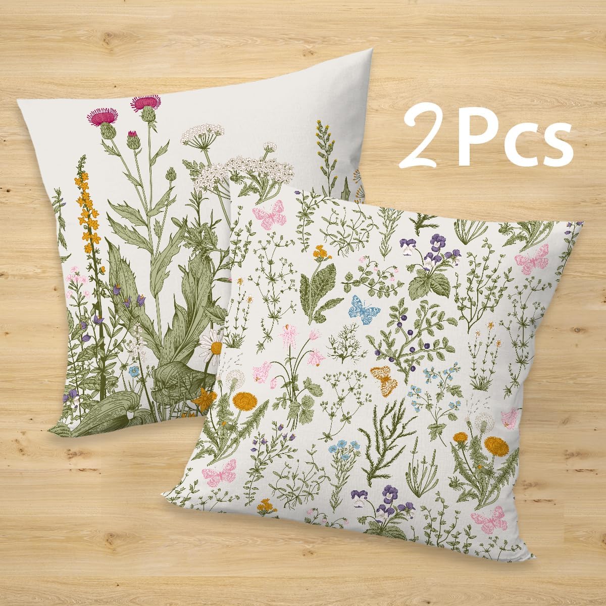 2 Pcs Vintage Flowers Pillow Cover, Rustic Cotton Linen Decorative Square Throw Pillow Cover, Gifts for Women Friend Sister Coworker Birthday Christmas Mothers Day Friendship