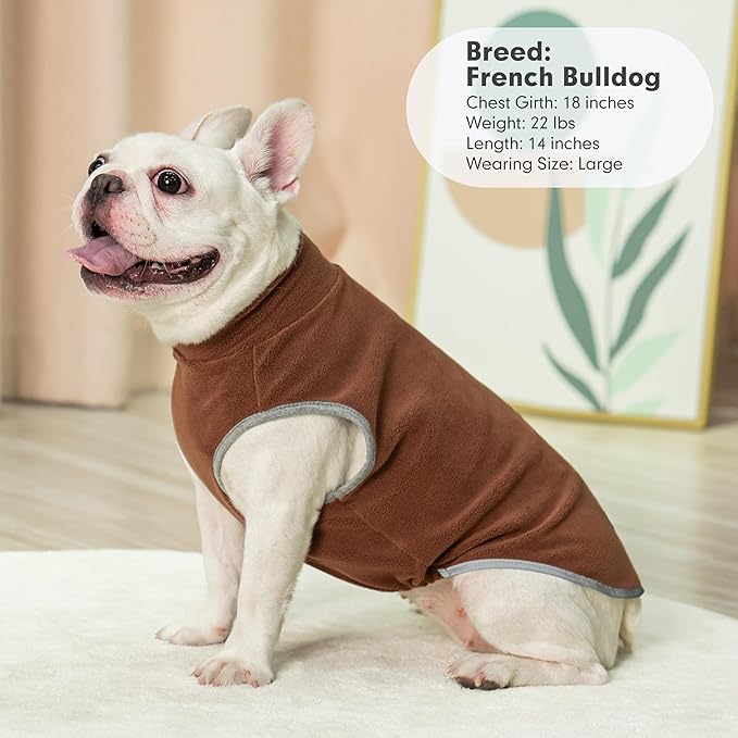 cyeollo Fleece Dog Sweater Vest, Reflective Dog Sweatshirt Pullover Pet Jacket for Small Medium Large Dogs Clothes Boy Girl Pets Warm Pet Clothes, Brown & Khaki XL