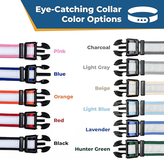 GoTags Reflective Personalized Dog Collar with Nameplate, Adjustable Dog Collar with Custom Engraved Steel Slide On Pet ID Tag, Silent, No Noise Dog Tag (Hunter Green, Medium)