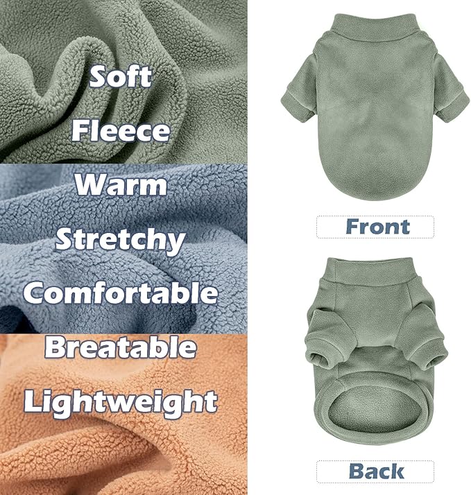 Dog Sweater, 3 Pack Dog Sweaters for Small Dogs Girl Boy, Ultra Soft Warm Puppy Clothes Dog Coat for Winter (Lt Blue+Olive+Brown, Small)