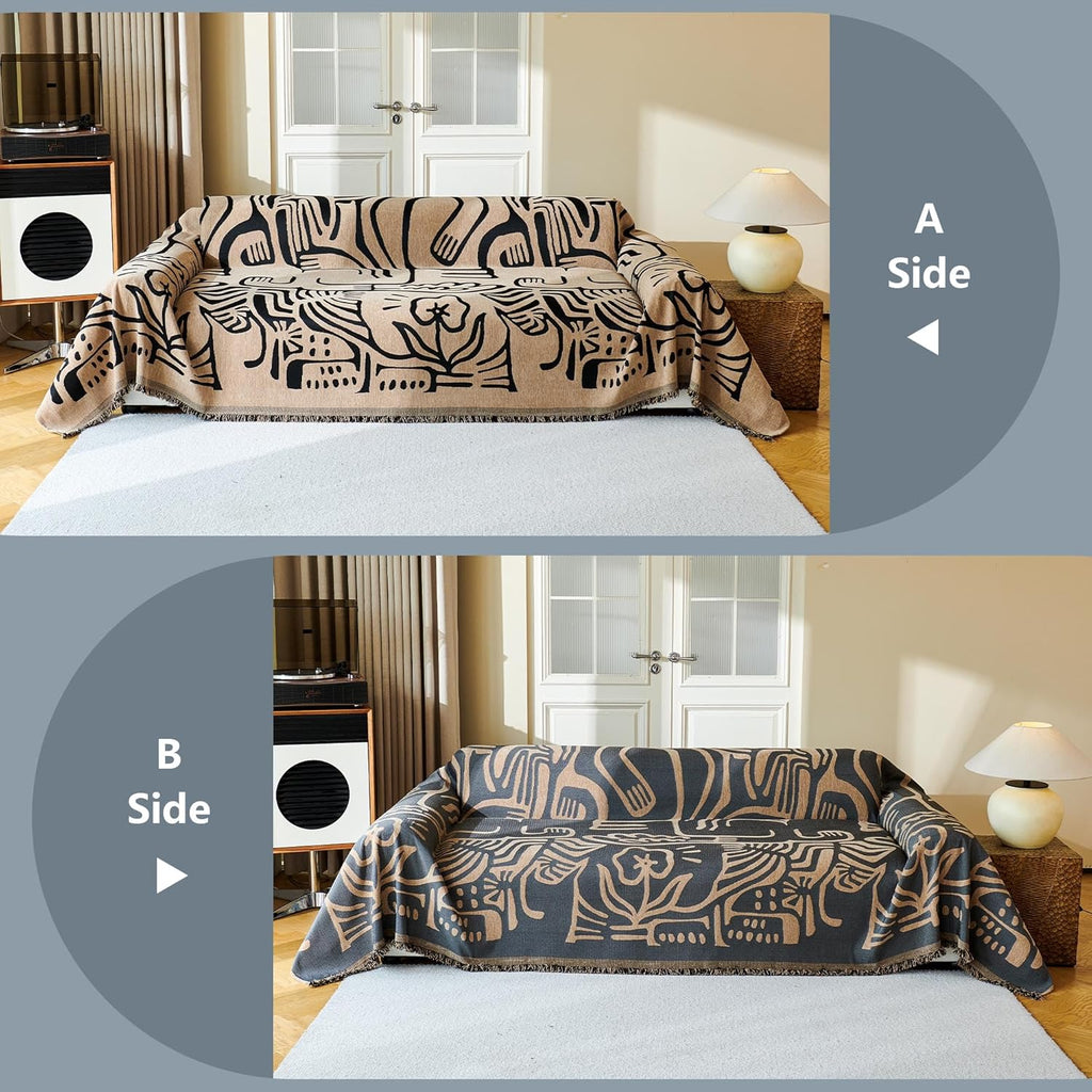 MYSKY HOME Couch Cover for Dogs, Washable Couch Covers, Sofa Covers for Sectional Sofa, Couch Cover 2 Cushion Sofa Dogs Furniture Protector, Chenille Sofa Covers for Pets, 71"x118", Abstract Coffee