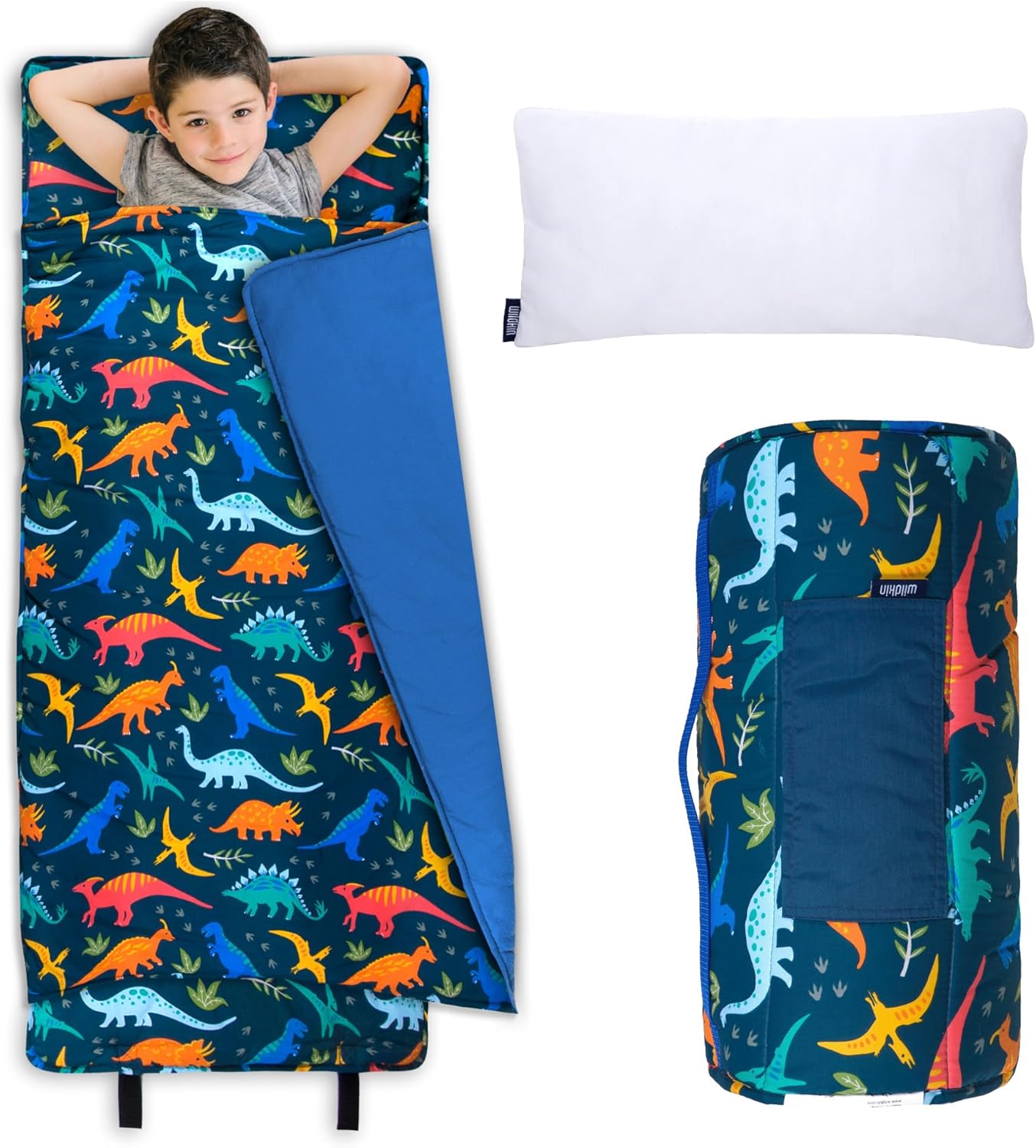 Wildkin Kids Original Nap Mat – Cozy Kids Sleep Mat with Pillow, Ideal for School & Travel - Jurassic Dinosaurs