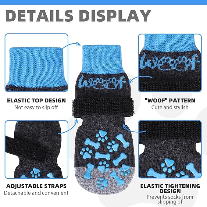 KOOLTAIL Dog Socks for Hot/Cold Pavement to Prevent Licking Paws,Dog Boots&Paw Protector for Hardwood Floors Anti Slip,Traction Control No Twist Grip Booties for Small Medium Large Senior Dogs SM