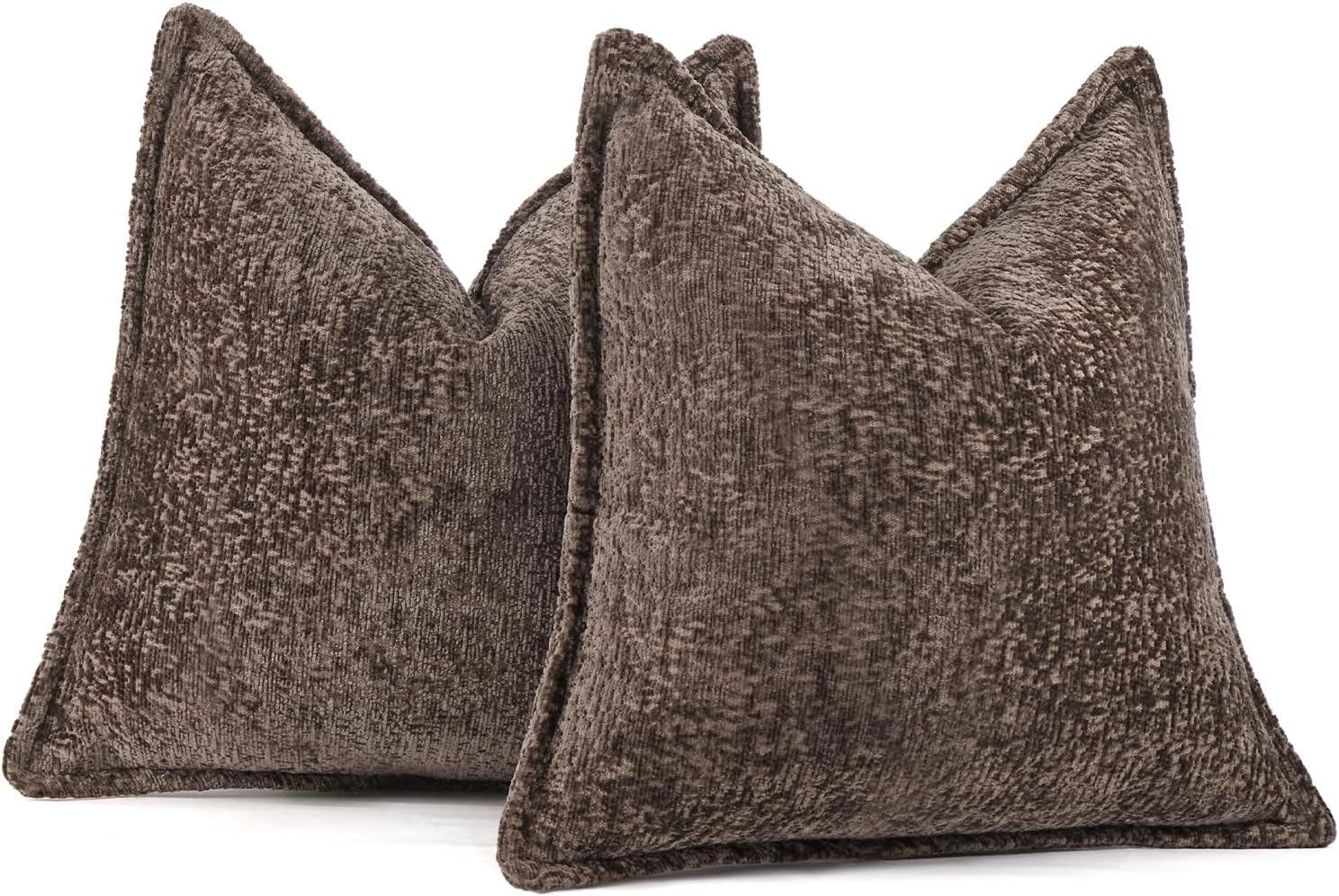 Pack of 2 Chocolate Brown Decorative Throw Pillow Covers 20x20 Cozy Soft Chenille Accent Vintage Square Couch Pillow Covers for Home Decor Bed Sofa Living Room