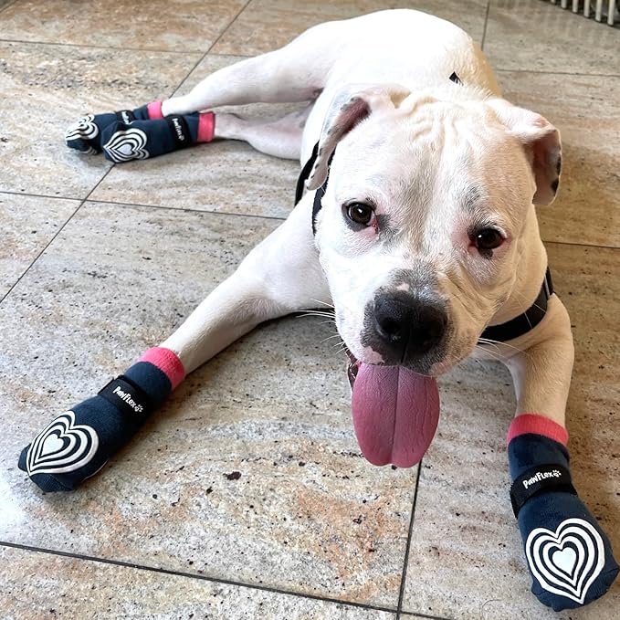 Medical Therapeutic Double Sided Non-Slip Cotton Dog Socks | PawFlex Comfy Pawz Silicone Grip on Inner Cuff No Twisting or Sliding Off | Senior & Disabled Dog Traction Control |Pet Paw Protection