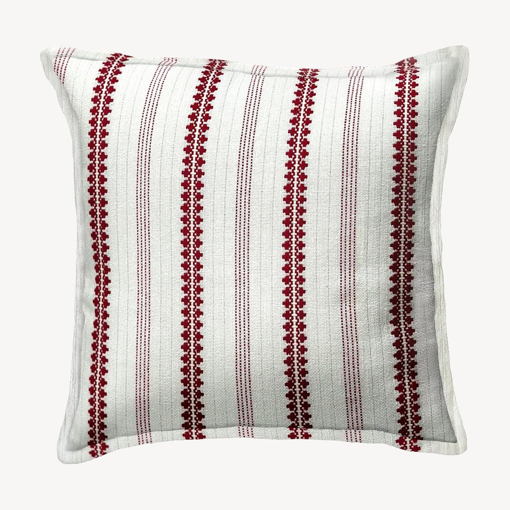 SanVia Winterberry Premium Cotton Throw Pillow Covers,20x20 inch,Red White Shimmer Stripe,Luxury Holiday Themed Handwoven Couch Pillow Covers,Hidden Zipper,Home Décor Cushion Cover,Insert Not Included