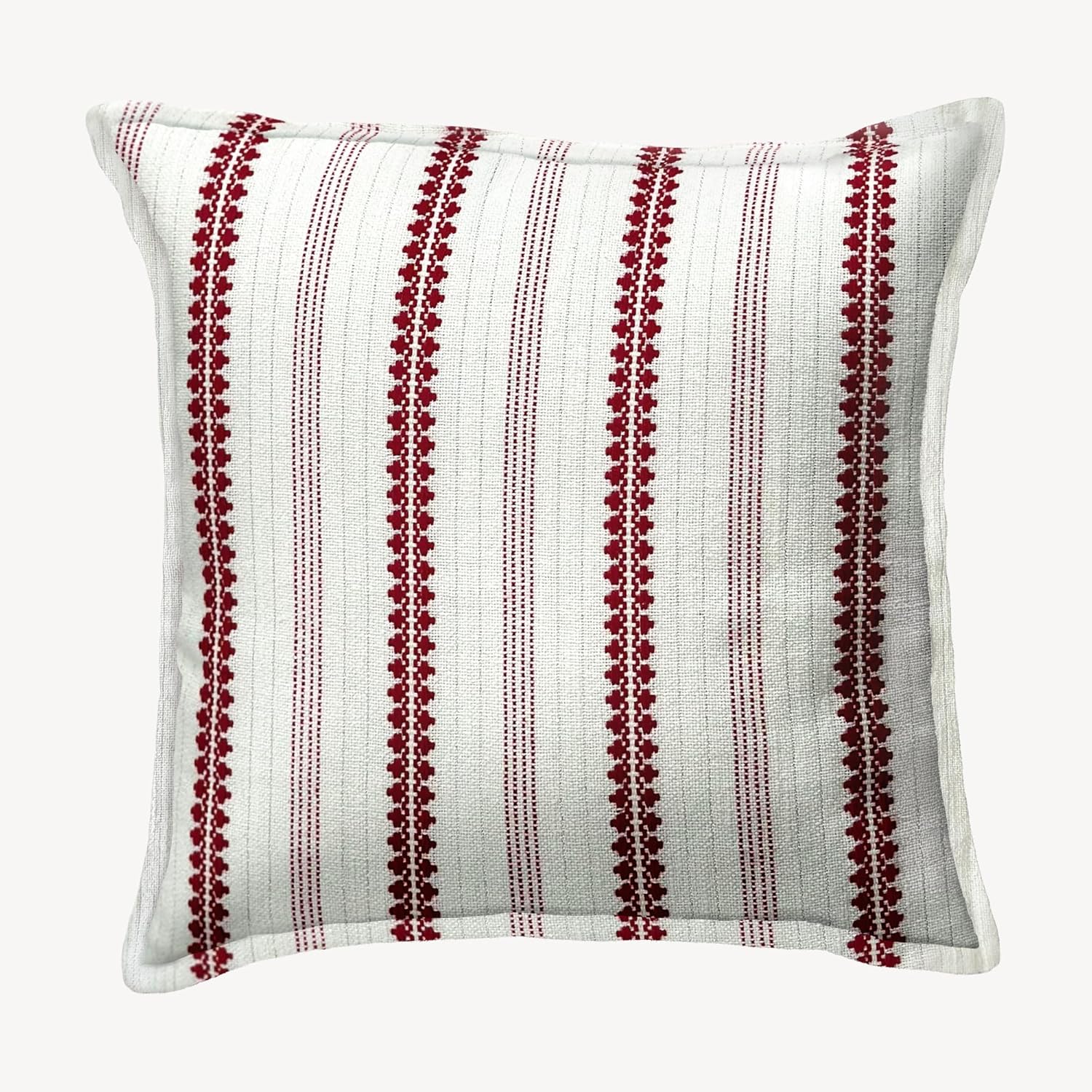 SanVia Winterberry Premium Cotton Throw Pillow Covers,20x20 inch,Red White Shimmer Stripe,Luxury Holiday Themed Handwoven Couch Pillow Covers,Hidden Zipper,Home Décor Cushion Cover,Insert Not Included