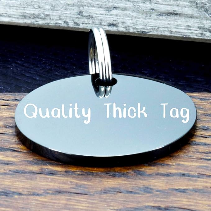 Ultra Joys Stainless Steel Pet ID Dog Name Tag Personalized Front and Back Engraving, Customized for Dogs and Cats, Optional Engraving on Both Sides, Round With Vine Design, Large