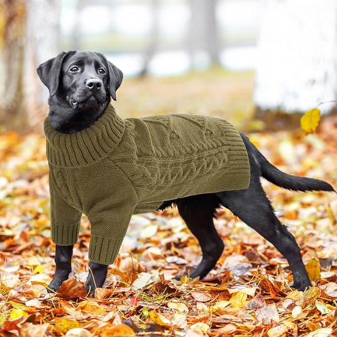 ASENKU Knitted Dog Sweater, Pullover Big Thermal Dog Winter Sweater, Turtleneck Doggy Sweaters for Large Medium Dogs Boy Girl, Warm Pet Sweaters Outfit Border Collie,Pit Bull,Golden Retriever, 3XL