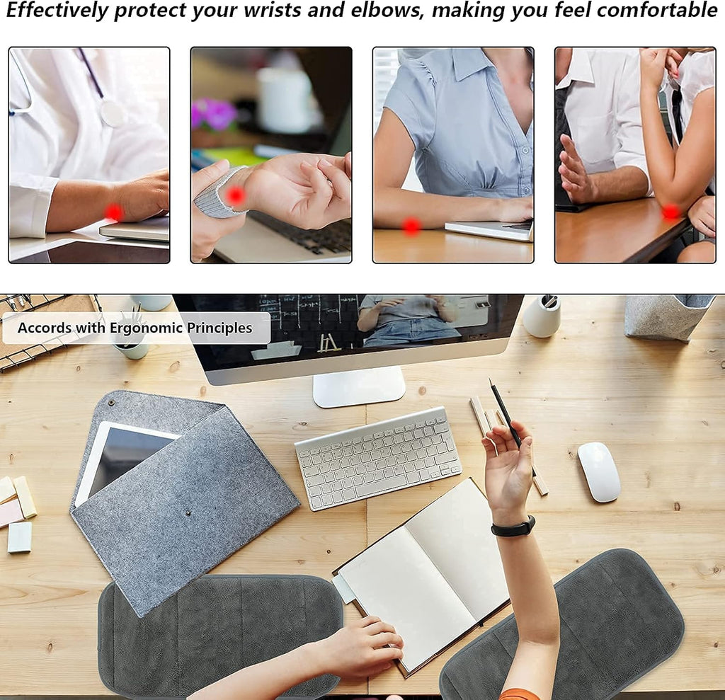 2 Sets Upgrade Computer Wrist Elbow Pad, DILIBRA Portable Memory Foam Arm Wrist Rest Pillow, Soft and Anti-Slip Wrist Support Mat for Keyboard Desktop Office Gaming - Alleviate Elbow Pain