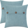 HWY 50 Light Blue Chenille Throw Pillow Covers 22x22 Inch with Triple Buttons, Soft Farmhouse Accent Decorative Cushion Cases for Couch Sofa Bed Living Room Pack of 2
