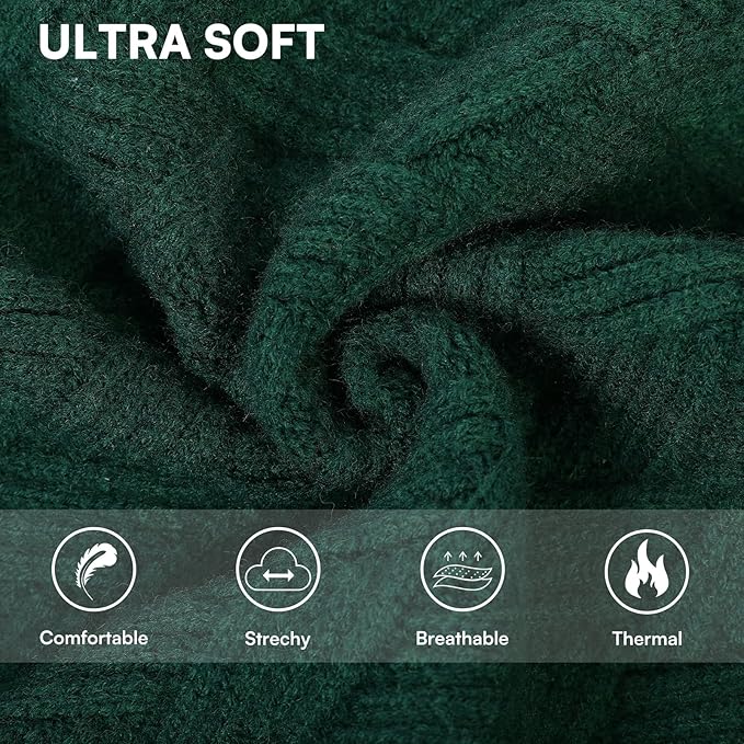 KOESON Large Dog Sweater, Warm Christmas Dog Sweaters for Large Dogs, Cable Knit Sweater for French Bulldog, Pug, Corgi, Boston Terrier, Easy On Xmas Sweaters for Dogs, Green, L