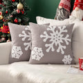 MIULEE Pack of 2 Christmas Decorative Snowflake Throw Pillow Covers Canvas Embroidery Winter Cushion Cases Holiday Decor Soft Pillowcases for Winter Couch Sofa Bedroom Car（Grey, 20x20in）