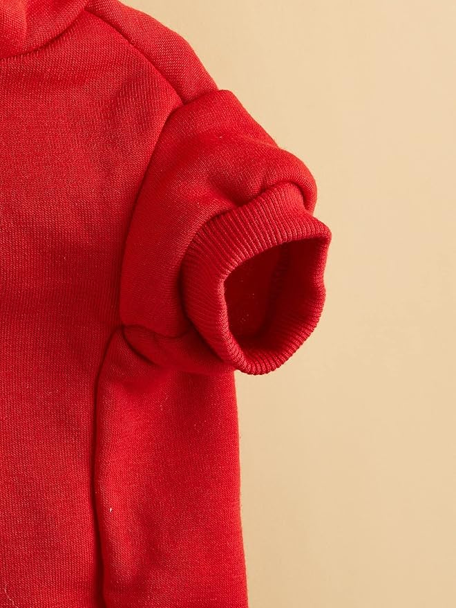 QWINEE Basic Dog Hoodie Sweatshirt Puppy Sweater Warm Cat Costumes Pet Clothes for Chihuahua Puppy Kitten Small Medium Dogs Red Large