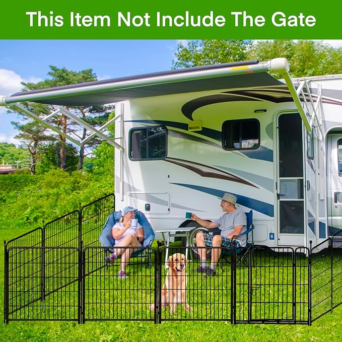 ADAVIN 48 in(H) Garden Fence without Gate, 8 Panels Total 17.7 Ft(L), Dog Fence Outdoor For Yard, Fencing for garden beds, Dog Digging Fences Barrier, Black Iron Metal Heavy Flowers Fences and Borders