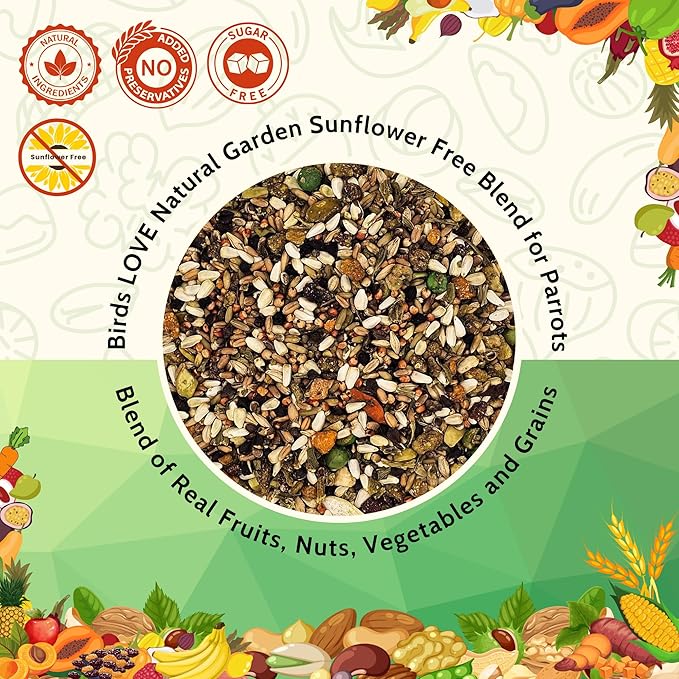 Birds LOVE All Natural Garden Blend Bird Food for Conures - Sunflower Free 4lb