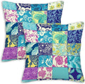 Throw Pillow Covers 18x18 Set of 2,Patchwork-Inspired Print Cushion Covers, Decorative Square Pillowcases for Couch, Bedroom, Living Room