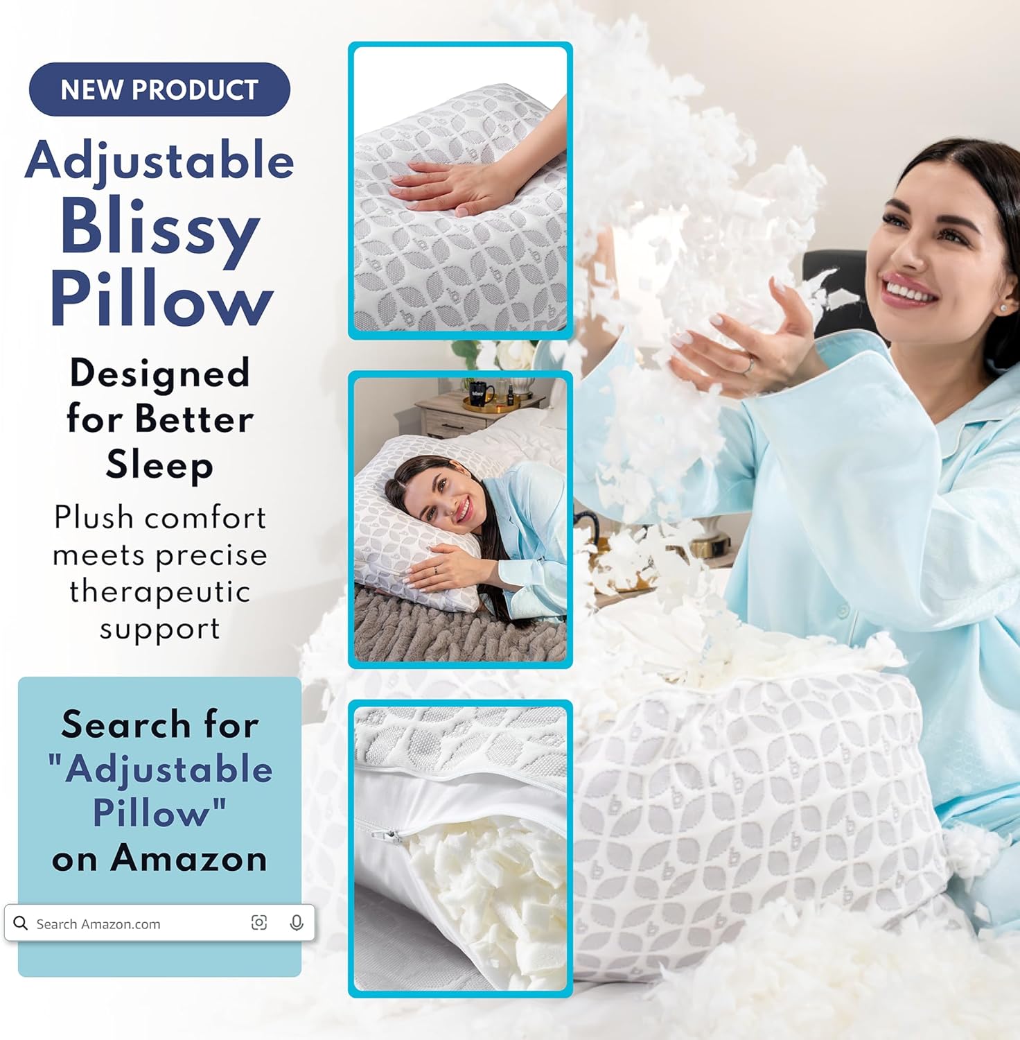 Blissy Silk Pillowcase - 100% Pure Mulberry Silk - 22 Momme 6A High-Grade Fibers - Silk Pillow Cover for Hair & Skin - Regular, Queen & King (Blissy White, Queen)