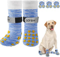 6 Pcs Dog Socks to Prevent Licking Paws, Dog Booties for Hardwood Floors Anti Slip, Socks for Dogs with Grippers to Prevent Scratching, Puppy Small Large Indoor Dogs Grip Socks. (Blue, L)