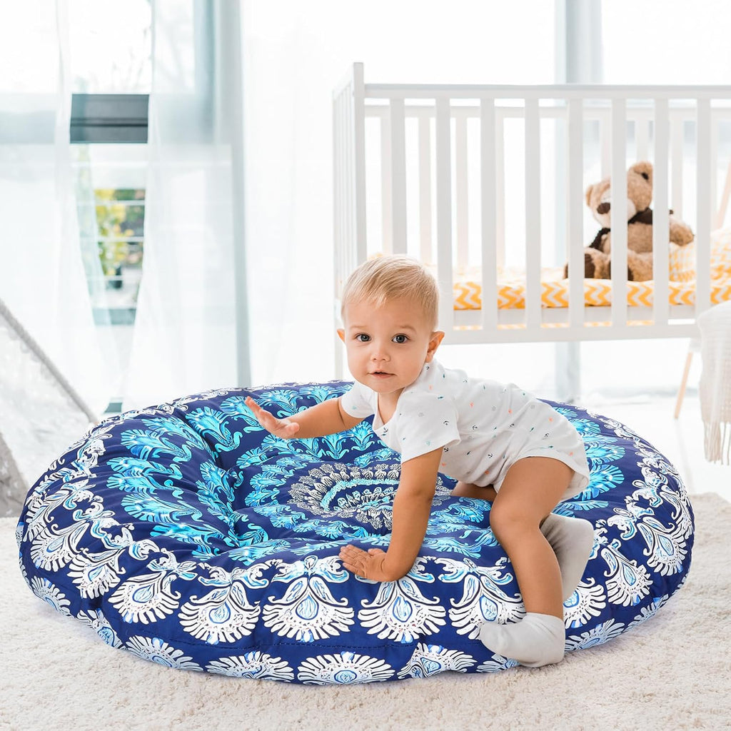 35" Large Mandala Floor Cushion Round Meditation Floor Pillow Cushion for Adults Oversized Playroom Pillows Reading Nook Big Pillow for Sitting Yoga Living Room Sofa Balcony