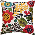 Red Polish Floral Pillow Cover Bird Flower Pillowcase Floral Outdoor Suzani Cushions Flowery Throw Chair Cushion Farmhouse Pillowsham Hand Embroidered Wool 18x18 Inch