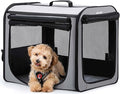 Dog Car Carrier Light Weight, Dog Carrier for Car Easy to Assemble, Dog Car Crate Portable and Breathable, Foldable Pet Carrier for Both Indoor and Outdoor Use, Dog Travel Crate with Curtain Gray