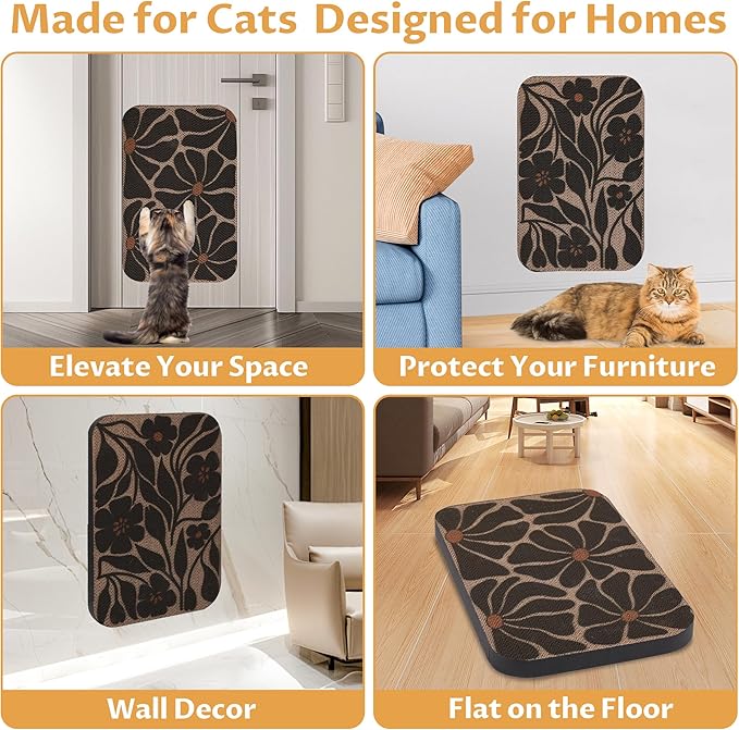 2 Packs Art Cat Wall-Mountable Scratching Board 16.7x11x1 Inch Cat Wall Scratch Pad and Scratcher for Indoor Cats Furniture Protector (Series4)