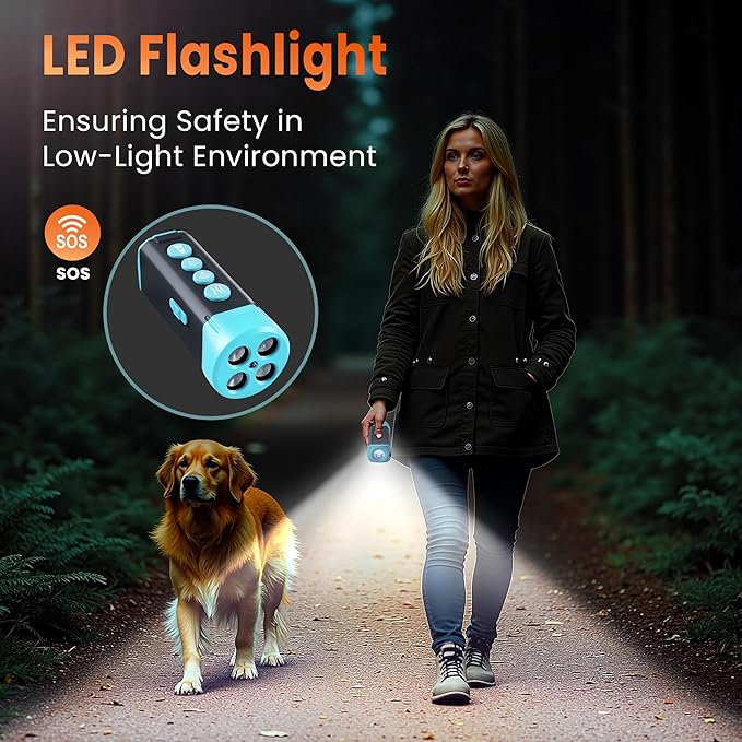 Upgraded Ultrasonic Dog Bark Deterrent, 4+1 Head with Sound Alarm Manual Frequency Adjustable No Shock Humane Training Device for Small/Medium/Large Dogs