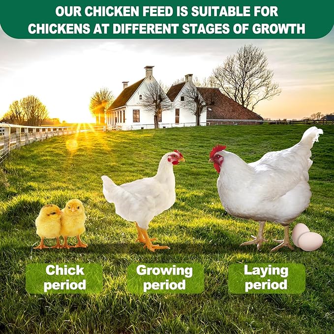 Chicken Feed, 20lb Dried Black Soldier Fly Larvae Pellets for Chickens, Organic Chickens Feed with More Protein & Calcium Than Mealworms, Processed Chicken Food for Laying Hens