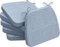 AAAAAcessories D-Shaped Chair Cushions, 2" Thick Dining Chair Pads with Ties and Removable, Machine-Washable Cover, 17" x 16", Set of 6, Light Blue