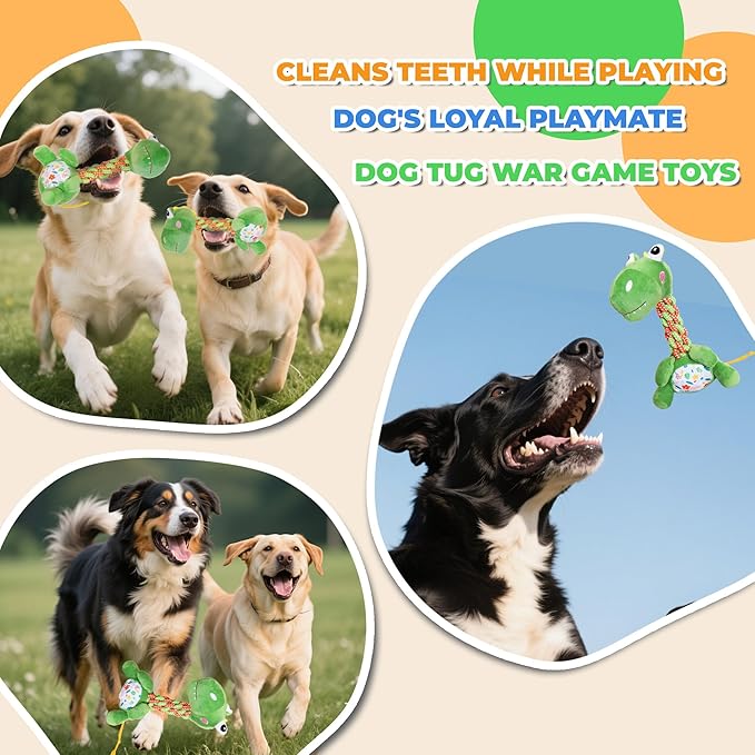 Knots Twists Dog Toy, Squeaky Rope Chew Toy for Small & Medium Dogs, Indestructible Tug of War Toy for Aggressive Chewers & Puppies, Dental Chew Toys to Clean Teeth & Relieve Boredom (Dinosaur)