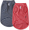Koneseve Dog Vest Lightweight Stretchy Dog T-Shirts Soft Cool Sleeveless Stripe Vests Breathable Clothes for Puppy Kitty Cats Small Medium Large Dogs 2 Pack Red + Blue [ 6XL ]
