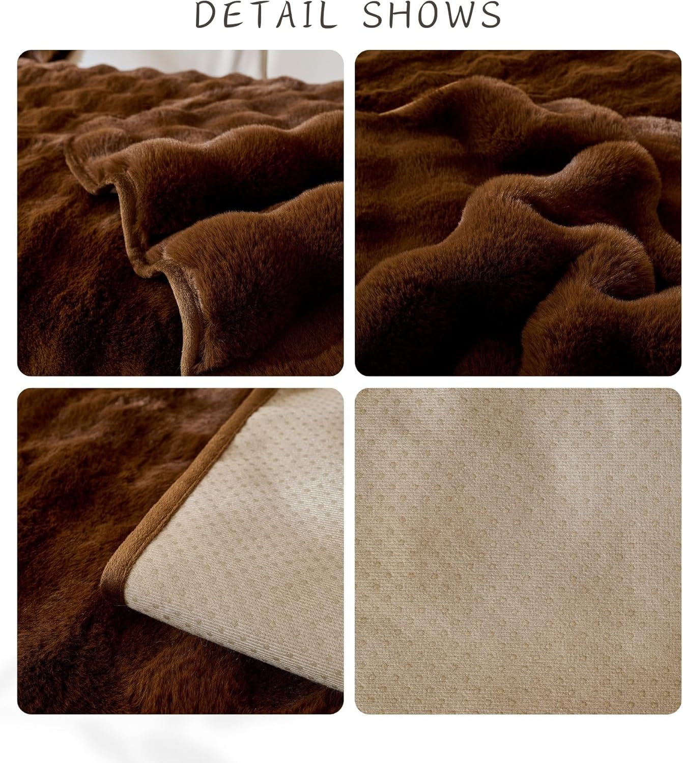 Faux Fur Couch Cover Fuzzy Soft Plush Thick Bubble Sofa Cover Luxury Sectional Couch Covers Luxury Anti-Slip Sofa Slipcover Washable Furniture Protector (Coffee,28"x47")