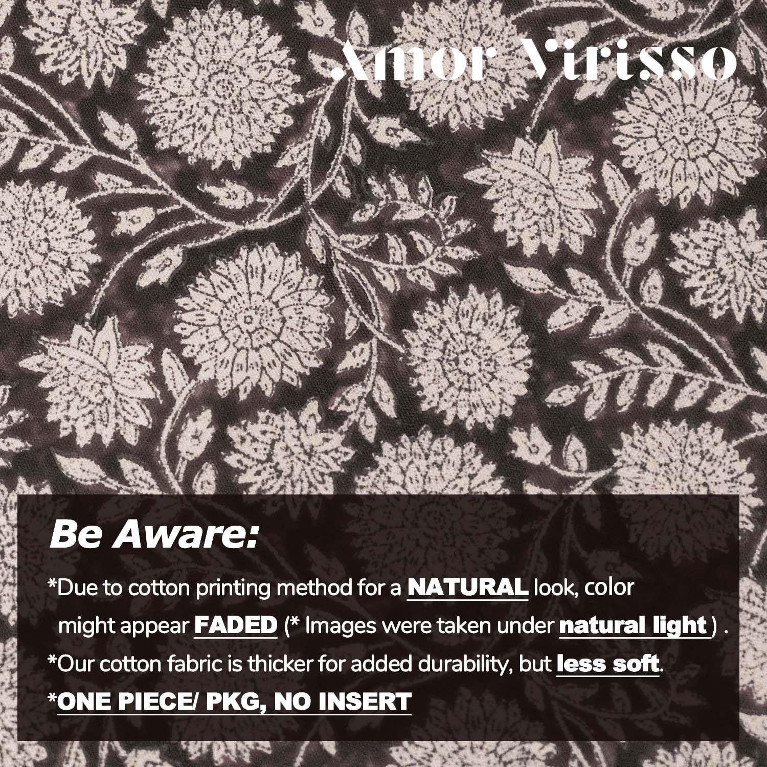 Amor Virisso Floral Throw Pillow Covers 18x18 Block Print Pillow Covers Vintage Neutral Couch Pillows for Living Room Farmhouse Decorative Accent Sofa Pillows, Black