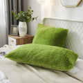 Uhamho Set of 2 Standard Faux Fur Throw Pillow Covers Soft Velvet Decorative Pillowcases Zipper Closure (Apple Green, 20"x26")