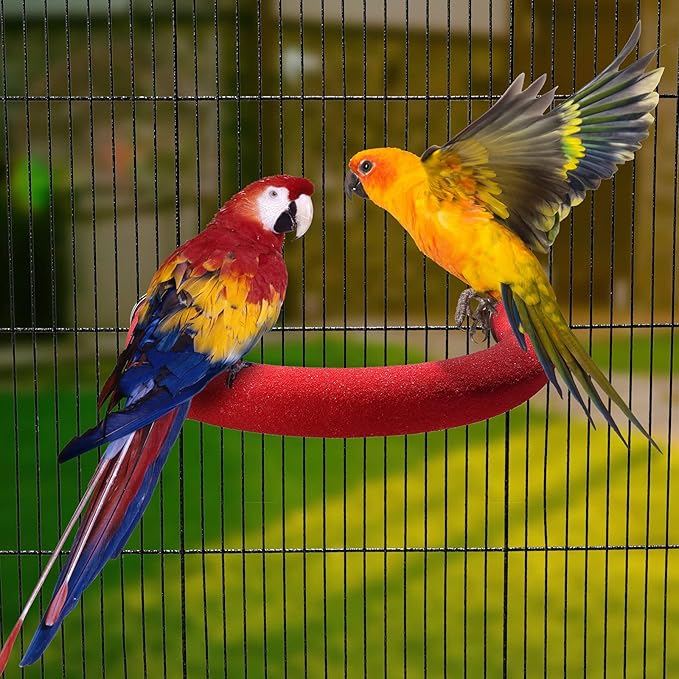 U Shape Parrot Perch Stand Toy Bird Platform Sand Paw Grinding Clean Stick Exercise Conure Budgie Cockatiel Cage Accessories (Red)