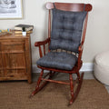 Klear Vu Omega Non-Slip Rocking Chair Cushion Set, Assembled in USA, Thick Padding & Tufted Design, Includes Seat Pad & Back Pillow with Ties, 17x17 Inches, 2-Piece Set, Denim