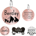 Ultra Joys Stainless Steel Pet ID Tag Dog Name Tags Personalized Front and Back Engraving, Customized Dog Tags and Cat Tag, Optional Engraved on Both Sides, Round Mountain on Bottom, Rose Large