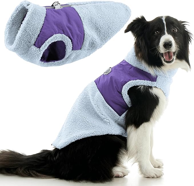 Gooby Zip Up Sherpa Vest - Slate Gray, X-Small - Two Tone Fuzzy Fleece Dog Sweater with Built-in Harness and Extra Security for Small Dog and Medium Dog