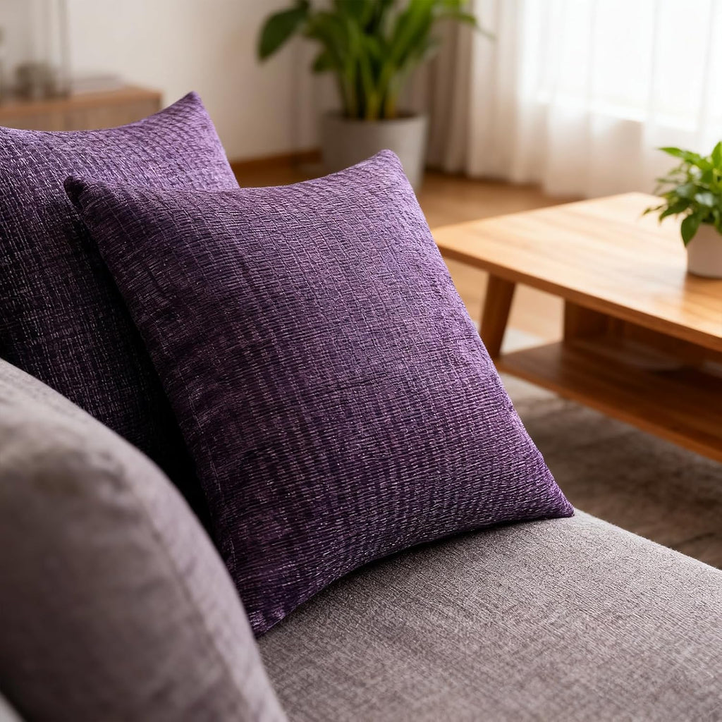 Throw Couch Pillow with Insert 18x18 Inches Set of 2 Square, Cute Modern Home Fall Decor for Living Room Sofa Bed Cushion Accent Case, Anthropologie Style Home Decor (Anemone Purple #P2-22)