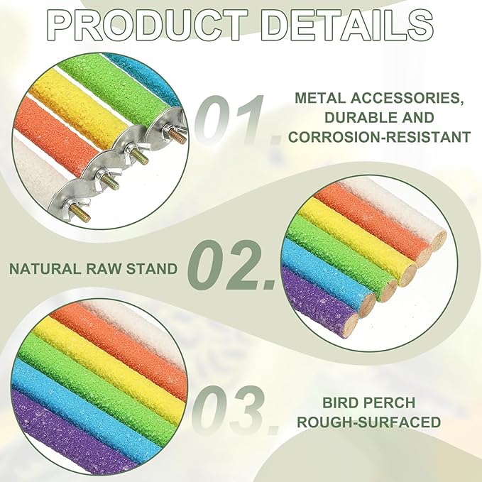 Bird Perch Stand, Wooden Parrot Perch Stand Toy, Paw Grinding Stick, Bird Cage Accessories, 7.48 x 3.94in (Blue, 2 Pcs) Birds Toys Intended for Cage/Parakeets/Conure/Budgie